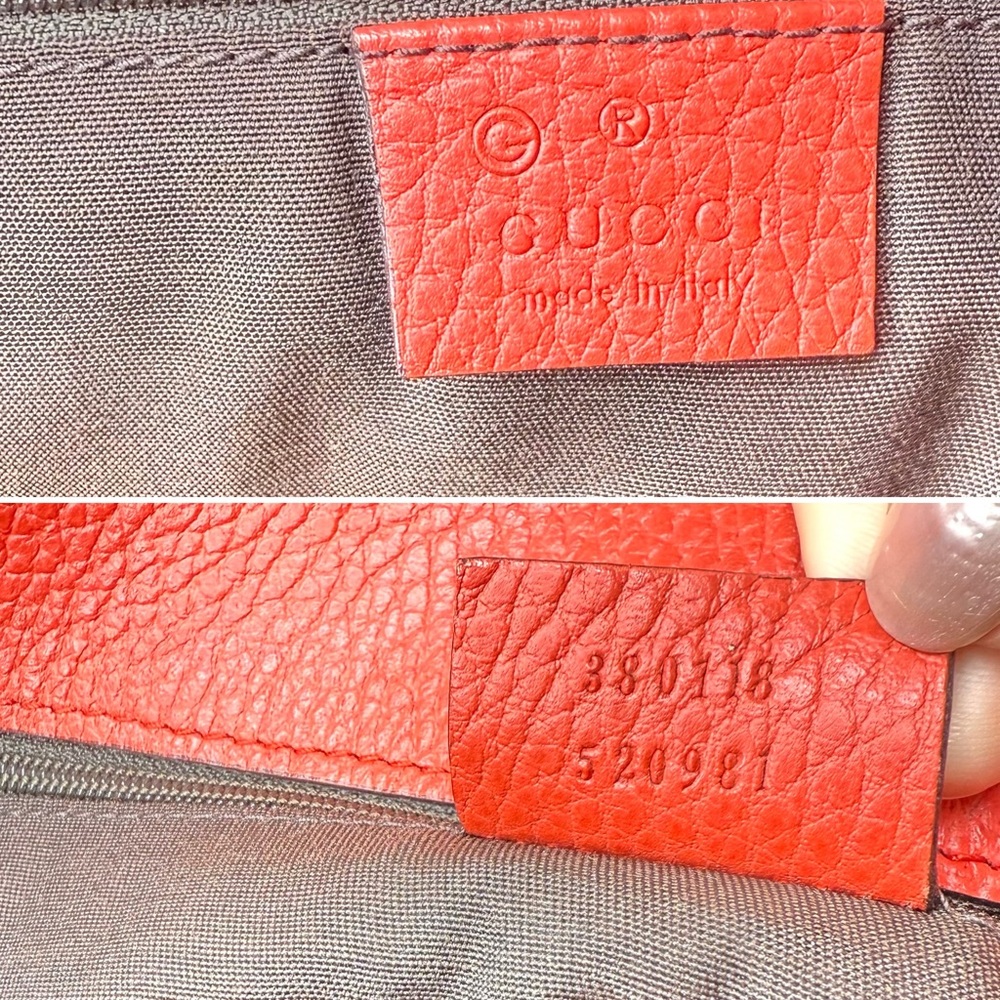 Authentic Gucci Gifford Tote Bag coral red leather large size braided handles - Picture 14 of 16